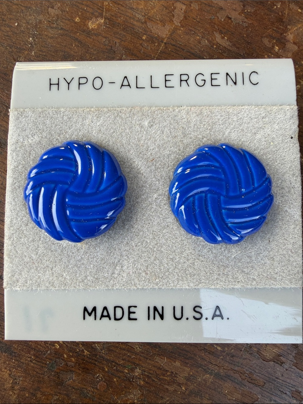Vintage Blue Knot Earrings - Hypo-Allergenic